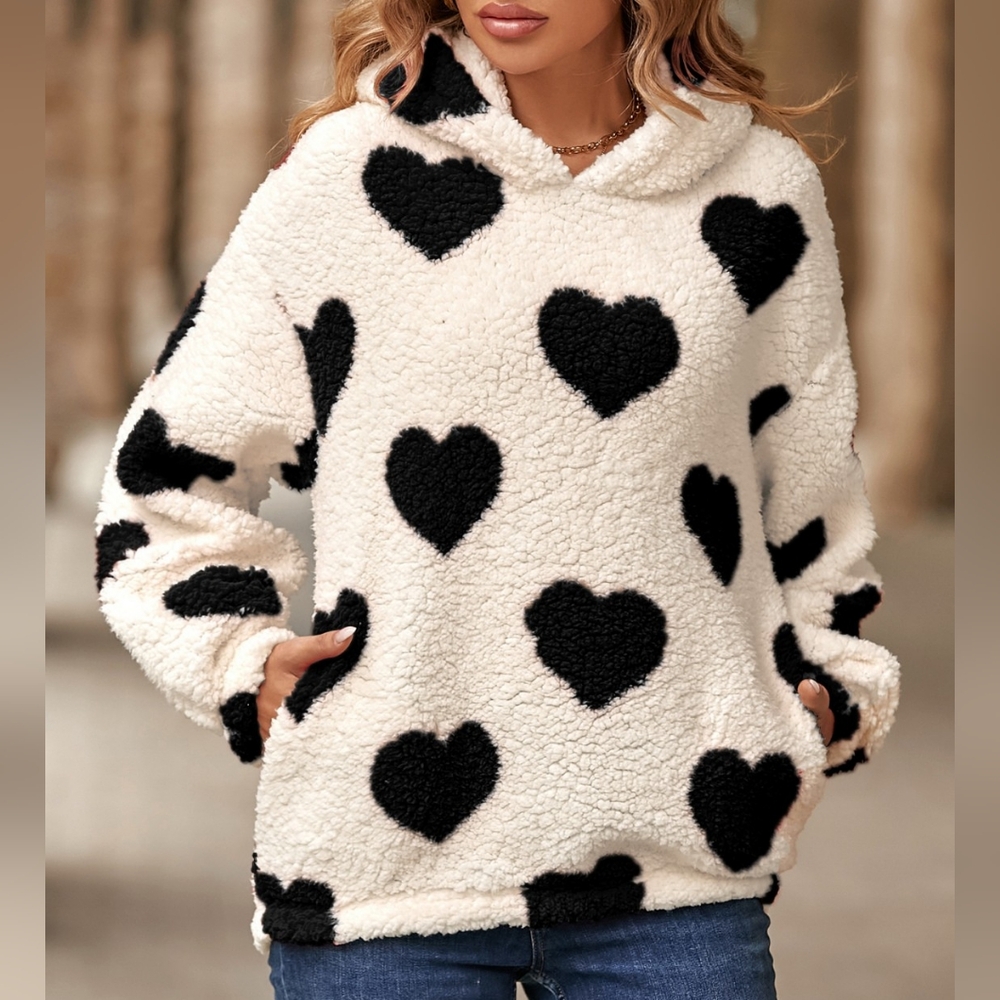 Fuzzy Black Heart Hoodie